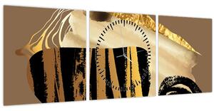 Obraz - Abstrakcia golden brown N⁰2 (s hodinami) (90x30 cm)