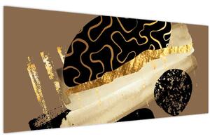 Obraz - Abstrakcia golden brown N⁰3 (120x50 cm)