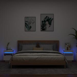 Nočné stolíky s LED svetlami 2 ks biele 40x39x48,5 cm