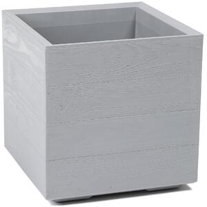 PLASTOVÝ KVETINÁČ NA KOLIESKACH BETONIQUE ECO 40X40 CM DREVENÝ DEKOR SIVÁ