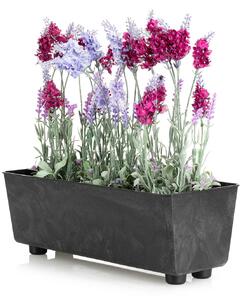 PLASTOVÝ KVETINÁČ SALVIA 37,5X17 CM IMITÁCIA BETÓNU ČIERNA