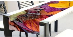 DIMEX | Behúň na stôl Podzimní listí TS 013 | fialová, žltá, hnedá | 40 x 140 cm