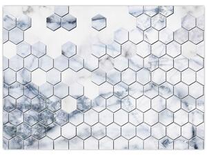 Obraz - Mramorované hexagóny (70x50 cm)