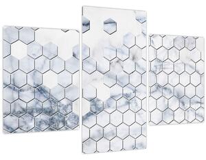 Obraz - Mramorované hexagóny (90x60 cm)