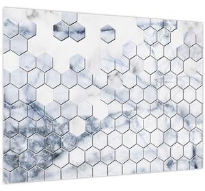 Obraz - Mramorované hexagóny (70x50 cm)