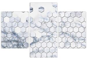 Obraz - Mramorované hexagóny (90x60 cm)