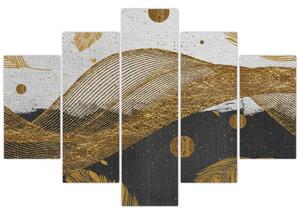 Obraz - Zlaté pierka (150x105 cm)
