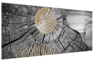 Obraz - Kmeň stromu v koláži (120x50 cm)