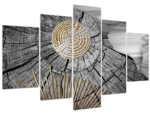 Obraz - Kmeň stromu v koláži (150x105 cm)