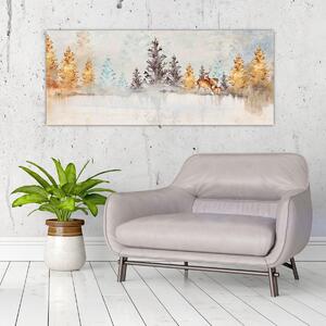Obraz - Akvarelový les (120x50 cm)
