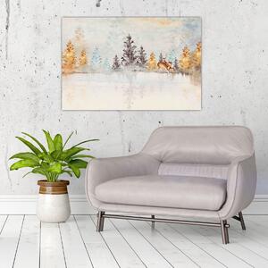 Obraz - Akvarelový les (90x60 cm)