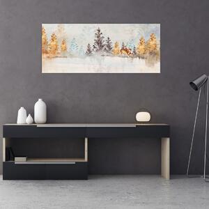 Obraz - Akvarelový les (120x50 cm)