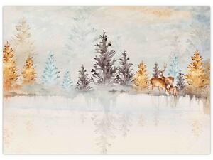 Obraz - Akvarelový les (70x50 cm)