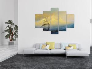 Obraz - Maľba lode na mori (150x105 cm)