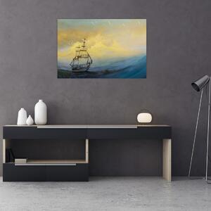 Obraz - Maľba lode na mori (90x60 cm)