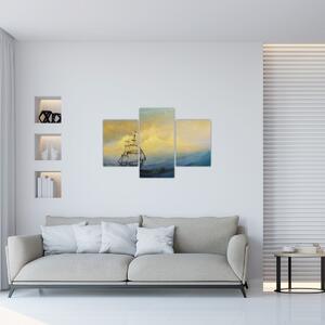 Obraz - Maľba lode na mori (90x60 cm)
