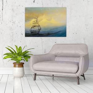 Obraz - Maľba lode na mori (70x50 cm)