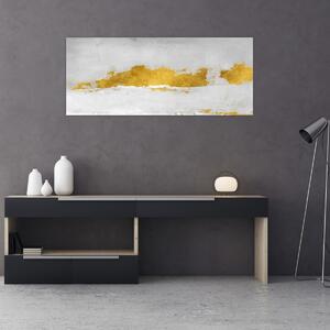 Obraz - Zlaté a šedé ťahy (120x50 cm)