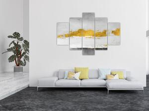 Obraz - Zlaté a šedé ťahy (150x105 cm)