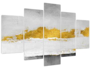 Obraz - Zlaté a šedé ťahy (150x105 cm)
