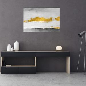 Obraz - Zlaté a šedé ťahy (90x60 cm)