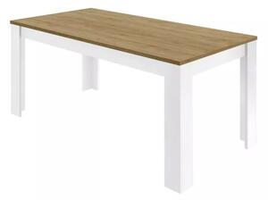 Jedálenský stôl SLIM 6 dub svetlý/biela lesklá