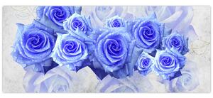 Obraz - Modré ruže (120x50 cm)