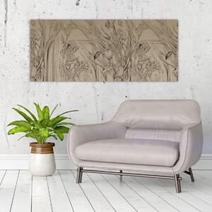 Obraz - Obrysy rastlín (120x50 cm)