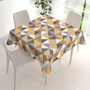 Biante Zamatový štvorcový obrus Tamara TMR-020 Žlto-sivé trojuholníky 60x60 cm