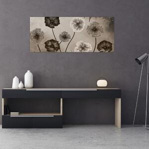 Obraz - Kreslené kvety (120x50 cm)