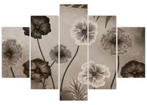 Obraz - Kreslené kvety (150x105 cm)