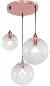 Toolight - Závesné sklenené stropné svietidlo LASSI 20 + 25 + 30 cm 3xE27, ružové zlato, OSW-00133