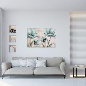 Obraz - Kvety na textúre (90x60 cm)