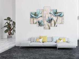 Obraz - Kvety na textúre (150x105 cm)