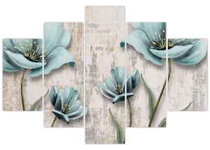 Obraz - Kvety na textúre (150x105 cm)