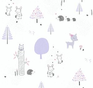 A.S. Création | Vliesová tapeta na stenu Little Love 38117-1 | 0,53 x 10,05 m | biela, fialová, ružová