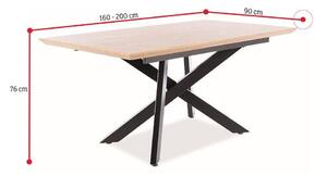 Jedálenský stôl CAPITAL, 160-200x76x90, dub/čierná