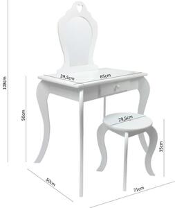 Toaletný stolík pre deti so stoličkou - biely