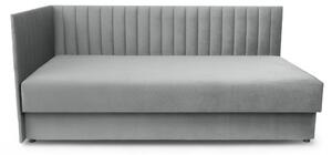 Detská pohovka/posteľ ľavá strana s úložným priestorom Nutri - šedý zamat Zanzibar 182, 186x90/80 cm