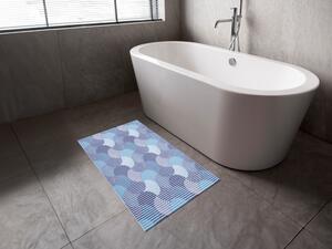 Kúpeľňová penová rohož / predložka PRO-035 Modro-biele vlnky - metráž šírka 65 cm