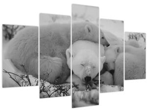 Obraz - Ľadové medvedíky, čiernobiela (150x105 cm)