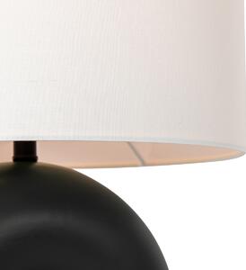 Dizajnová stolná lampa čierna s bielym ľanovým tienidlom - Lotti