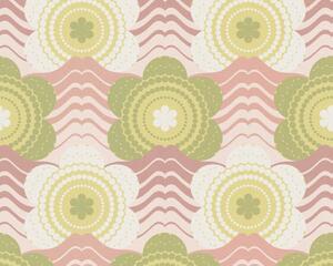 A.S. Création | Vliesová tapeta na stenu Retro Chic 39539-1 | 0,53 x 8,5 m | zelená, ružová, krémová