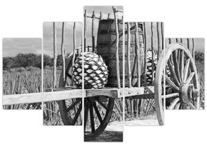 Obraz - Prívesný vozík, čiernobiela (150x105 cm)