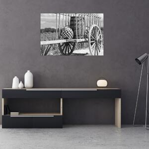 Obraz - Prívesný vozík, čiernobiela (90x60 cm)