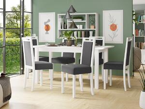 Rozkladací stôl so 6 stoličkami AL10, Morenie: biela, Poťahové látky: Kronos 7 Mirjan24 5903211238253