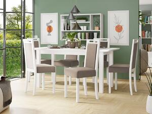 Rozkladací stôl so 6 stoličkami AL10, Morenie: biela, Poťahové látky: 25x - Paros 2 Mirjan24 5903211238338