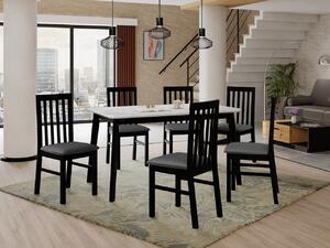 Rozkladací stôl so 6 stoličkami AL16, Morenie: biela, Poťahové látky: 26x - Kronos 22, Farby nožičiek: čierna Mirjan24 5903211239953