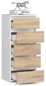 Ak furniture Komoda CL5 40 x 92 cm so zásuvkami biela/dub sonoma
