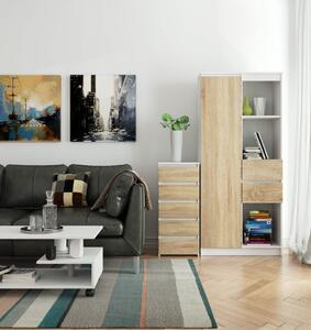 Ak furniture Komoda CL5 40 x 92 cm so zásuvkami biela/dub sonoma